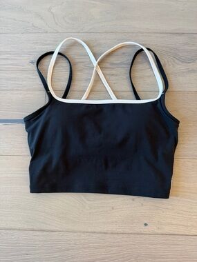 Vuori Black White Cropped Strappy Tank XS